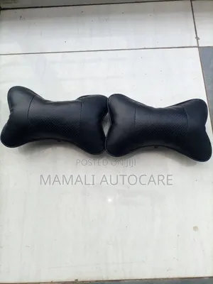 Black Plain Car Headrest Pillow Pair (2 Pcs) Set Universal Fit