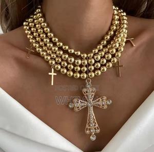 Cathedral Layered Pendant Necklace Cross Neckpiece