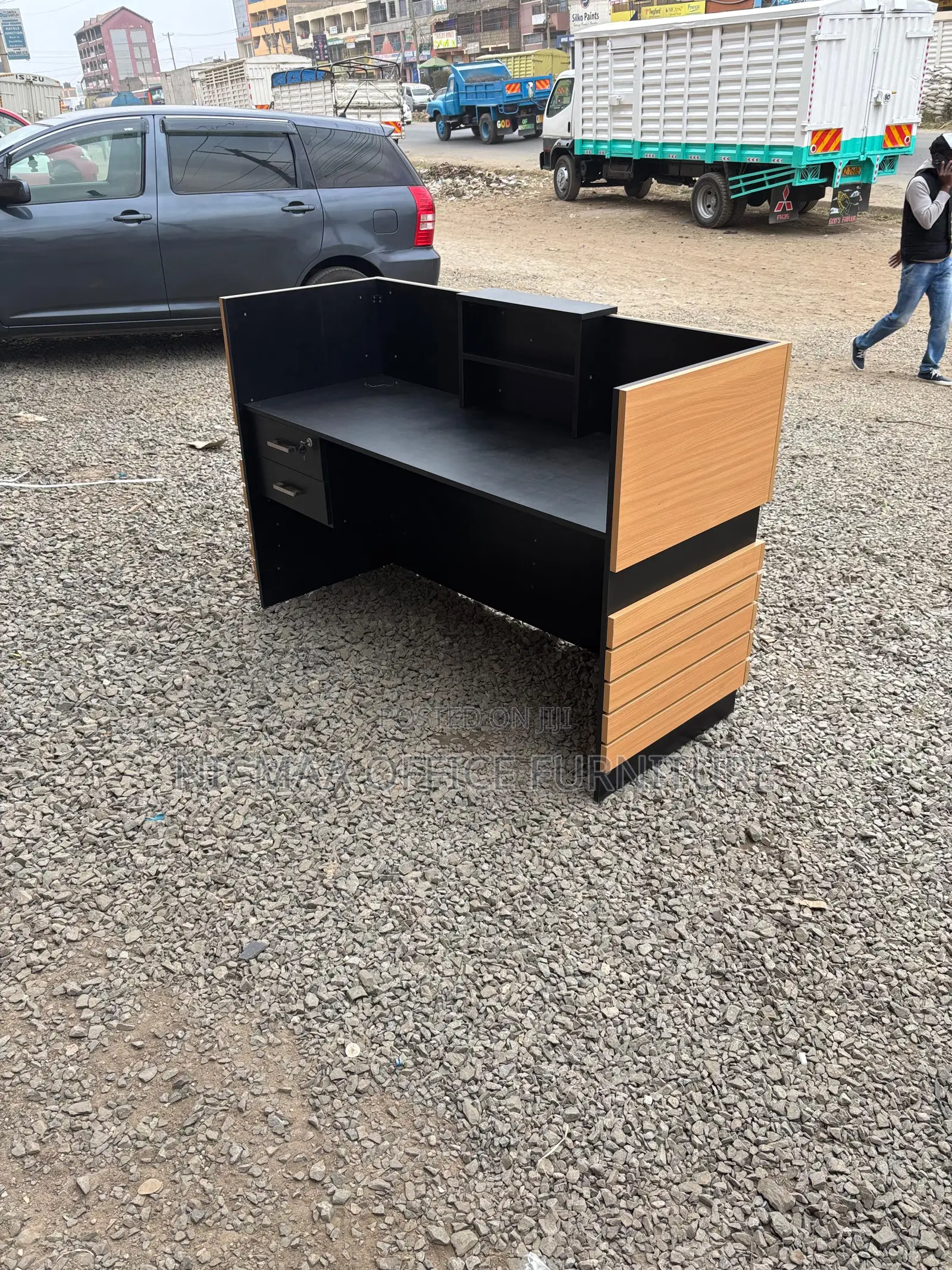 Office Desk: Modern Machine Finish Reception Desk