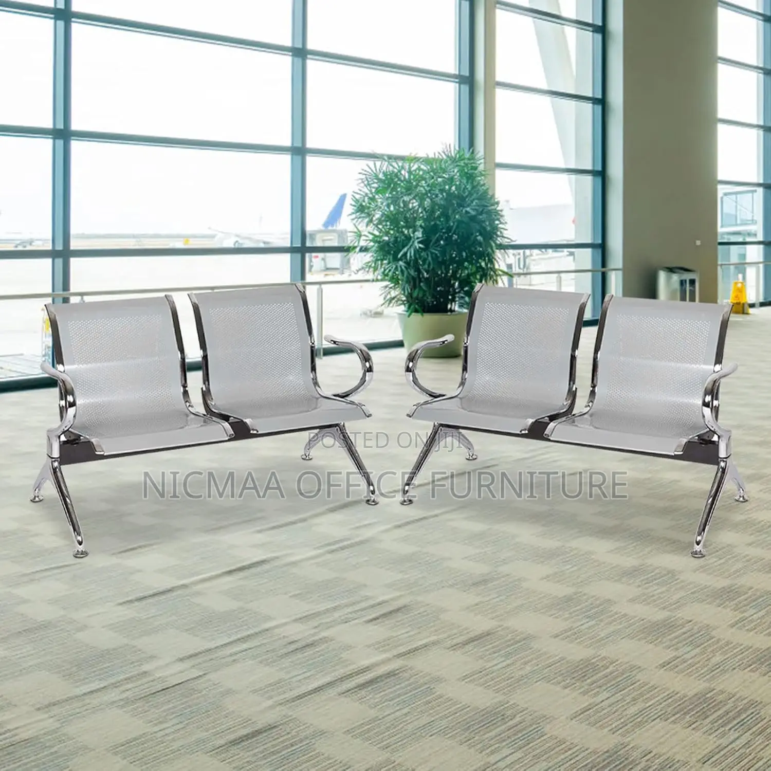 Office Seat: 2-Link Non-Padded Normal Gauge Waiting Bench