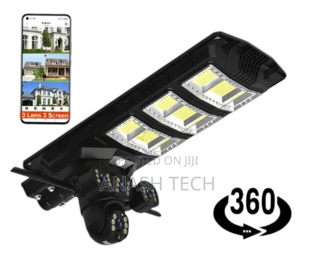 V380 Pro Solar Tripple Lens Camera + Lighting 2 in 1 4g CCTV - main view