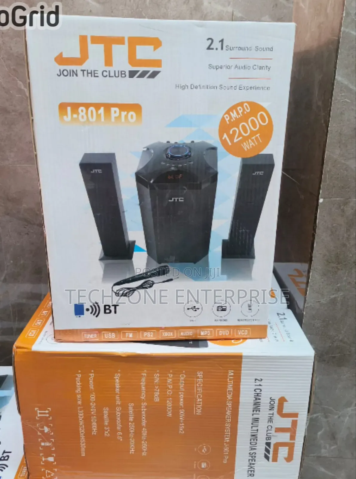 JTC Mtungi J801pro 2.1ch Home Theatre-Bt/Fm/Usb-12,000w- System 