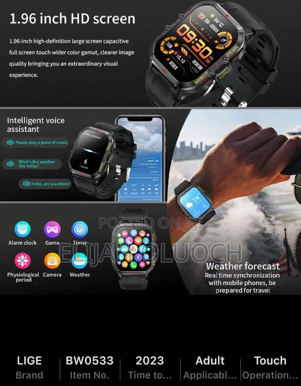 Lige New 1.52 Inch Screen Bluetooth Call Smartwatch - thumbnail 6