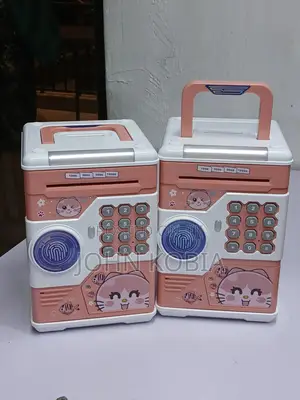 Cute Electronic Piggy Bank With Password Fingerprint Pink Cat Design