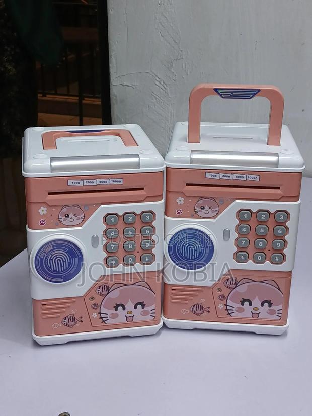 Cute Electronic Piggy Bank With Password Fingerprint Pink Cat Design