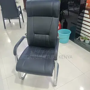Office Chair: High-Back Leather Conference Arm Bow Chair
