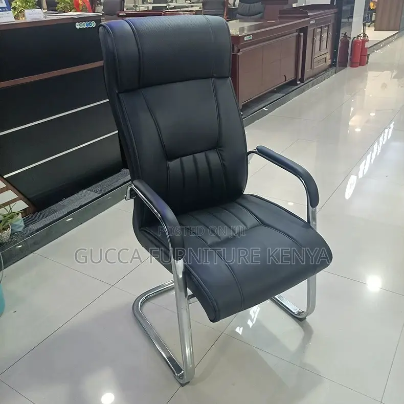 Office Chair: High-Back Leather Conference Arm Bow Chair