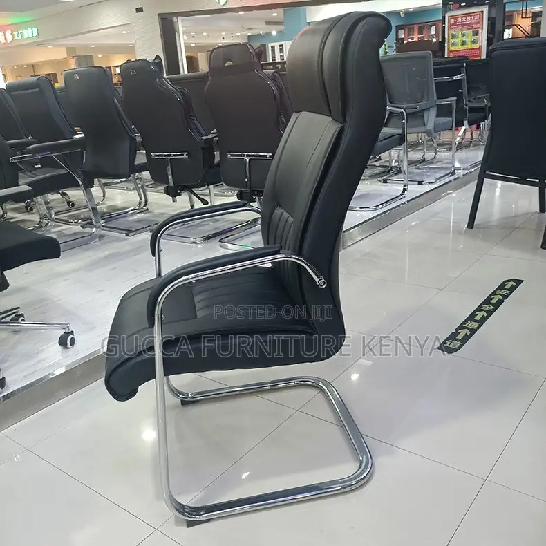 Office Chair: High-Back Leather Conference Arm Bow Chair