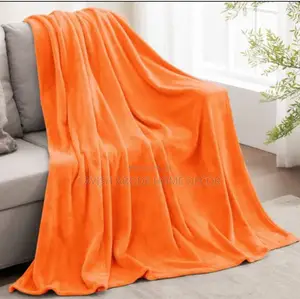 Luxury Soft Plain Orange Fleece Throw Blanket