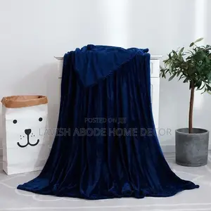 Luxury Soft Plain Navy Blue Fleece Throw Blanket