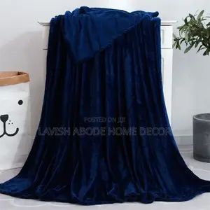 Luxury Soft Plain Navy Blue Fleece Throw Blanket