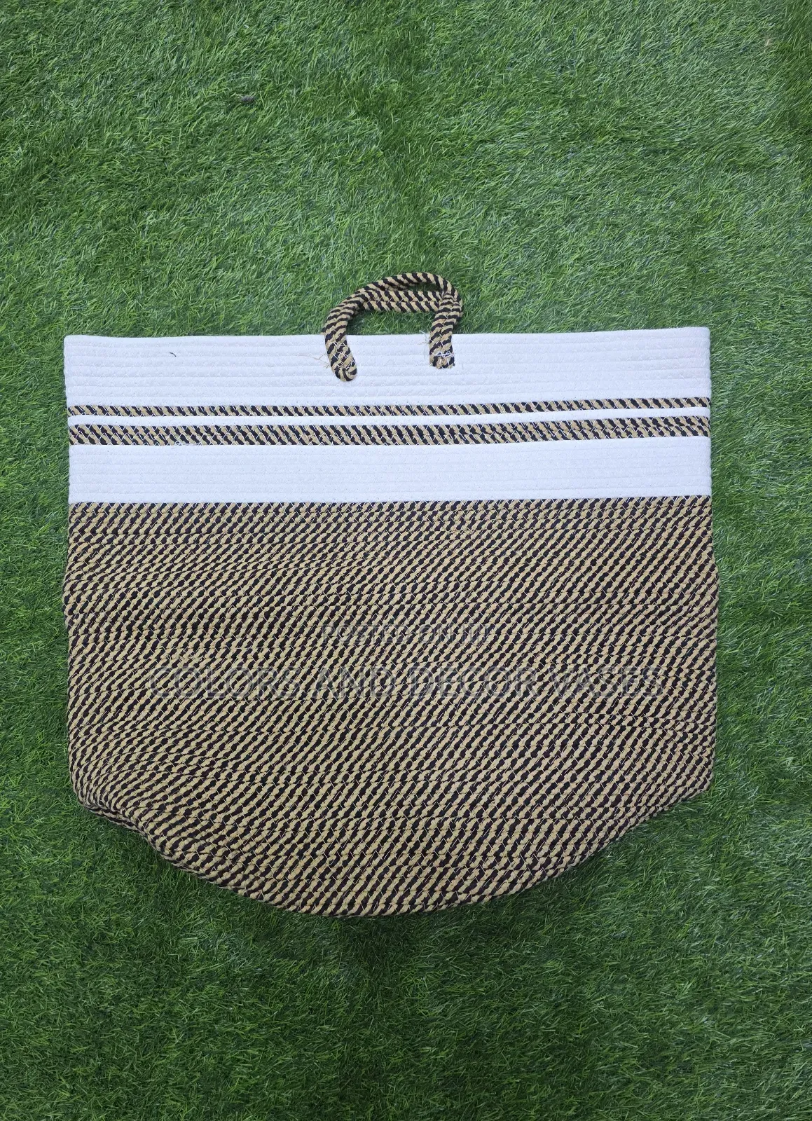 Cotton Rope Hand-Woven Large Storage Basket With Handles.