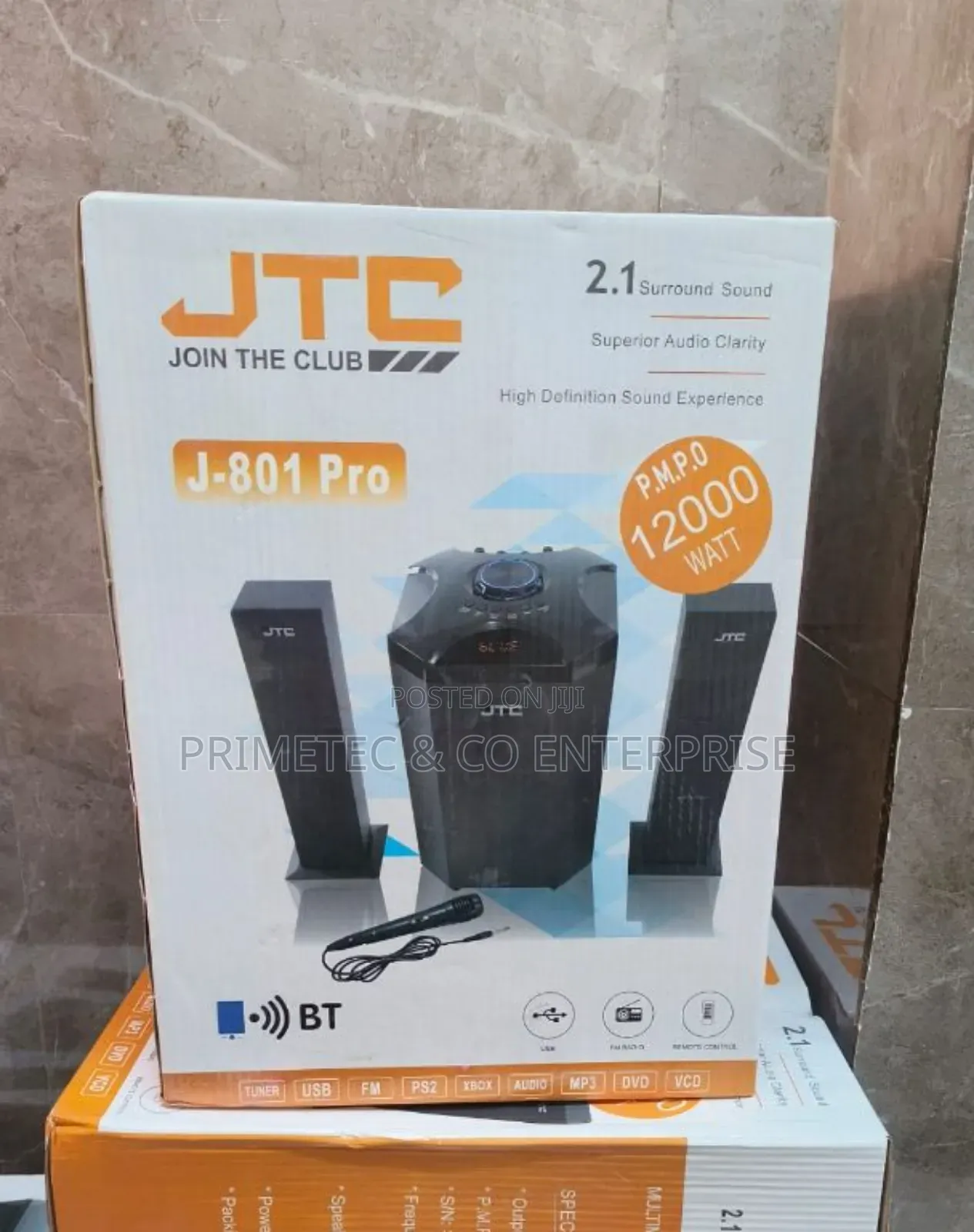 JTC 2.1ch Hometheatre-Bt/Fm/Usb-12,000w-System