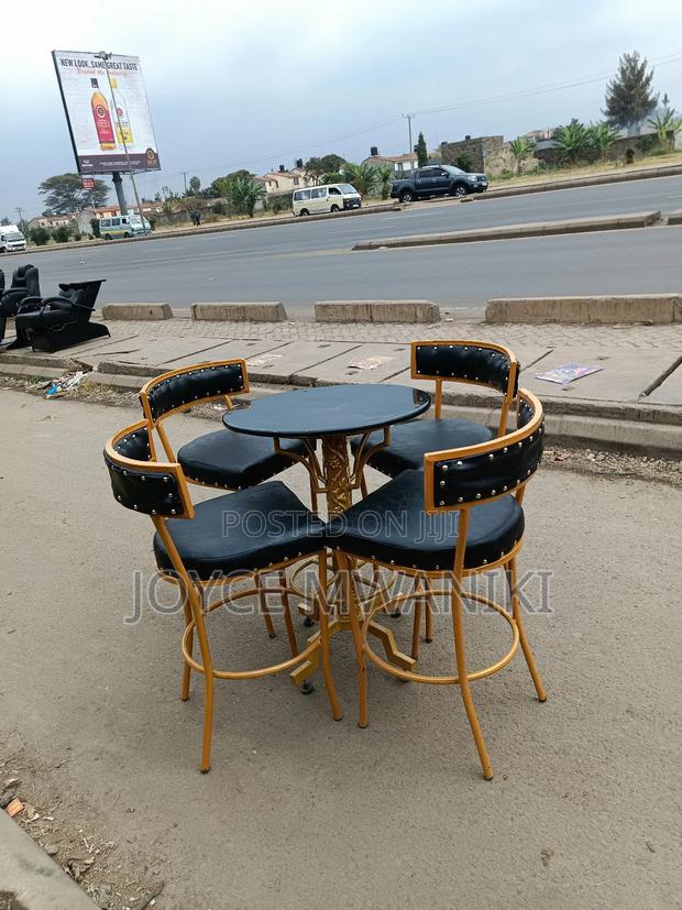 High Bar Chairs and Table, Set Black and Gold  - thumbnail 2