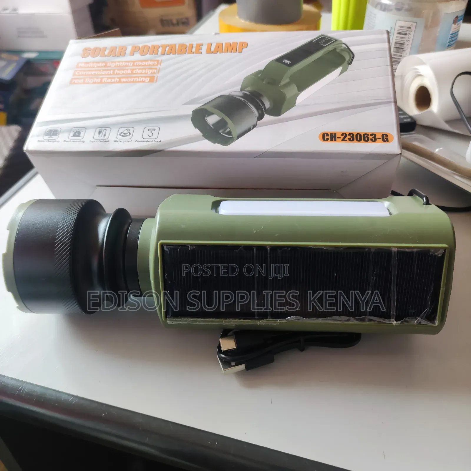 Solar Torch Rechargeable Digital Usb / Solar Panel Lamp Flashlights