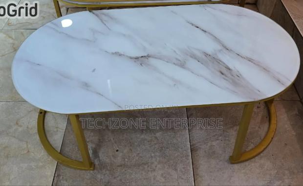 Luxury Oval Single Pieces Glass Effect Marble Table - main view