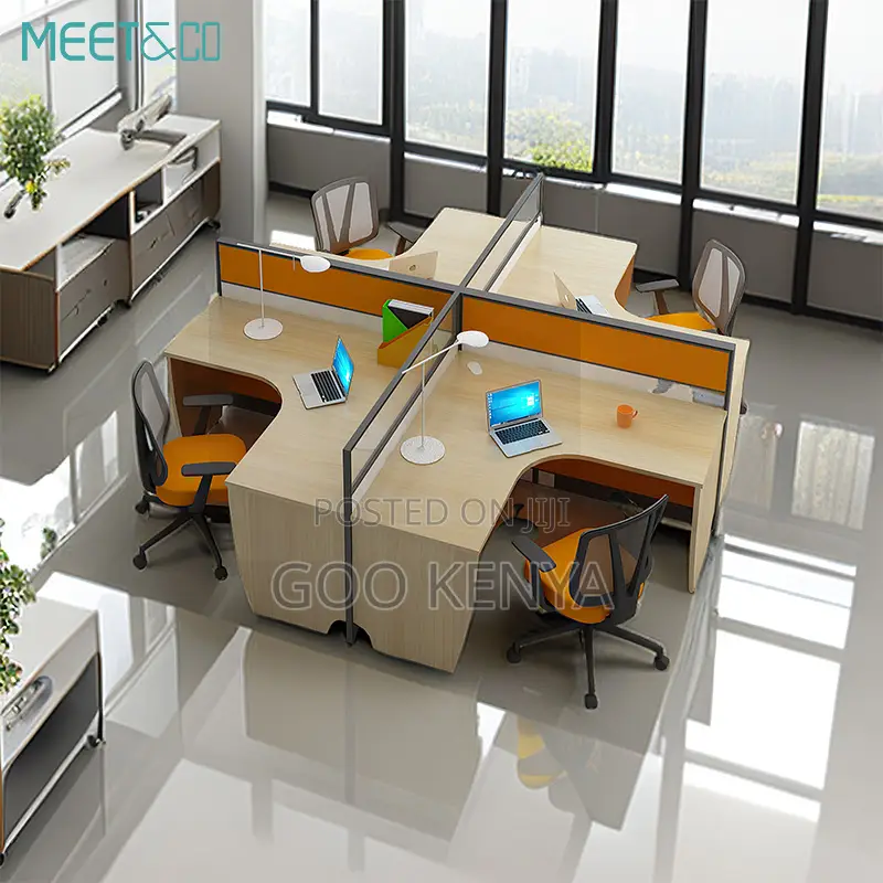 Office Work Station; Collaborative Office 4-Way Workstation Desk