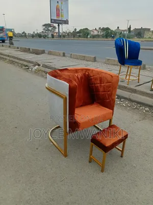 Pedicure Seat and a Stool, Cream and Burnt Orange 