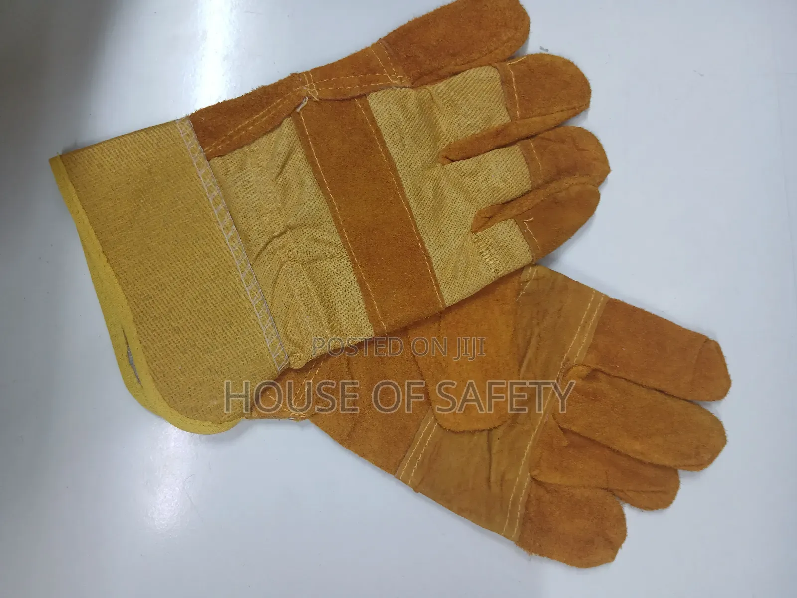 Yellow Leather Safety Gloves