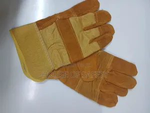 Yellow Leather Safety Gloves