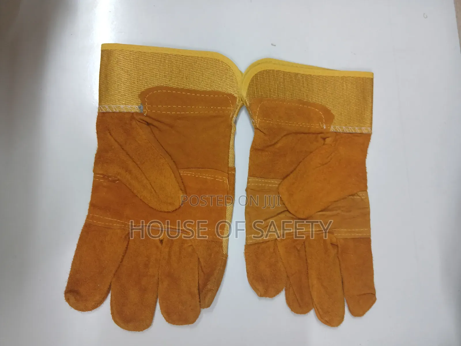 Yellow Leather Safety Gloves