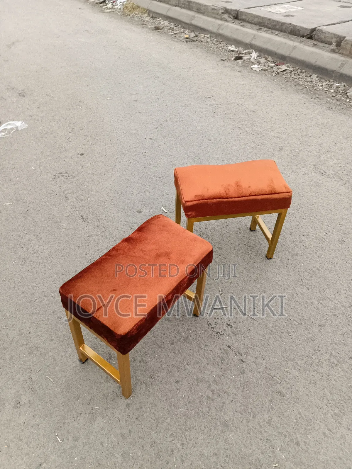 Leg Rest or Pedicure Stool Burnt Orange