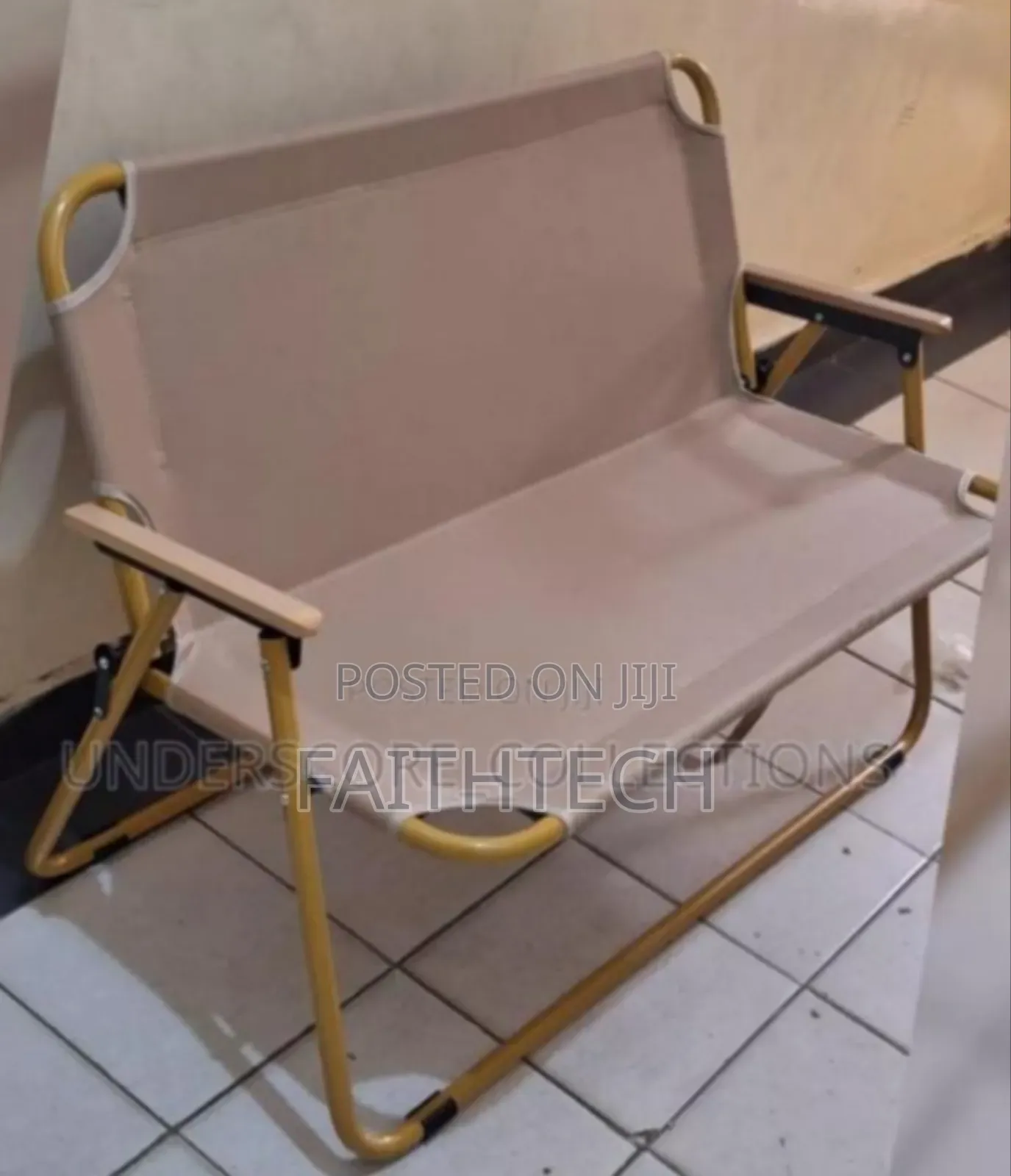 ,Portable Double Seat Camping Chair With Wood Armrest
