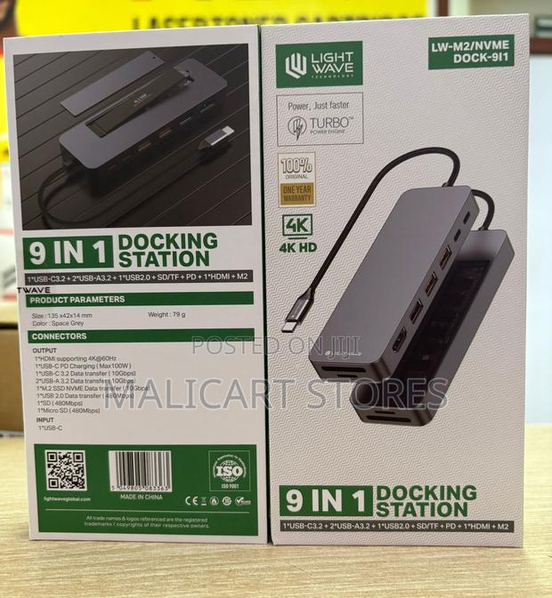 Lightwave Lw-M2/Nvme-Dock-9i1 Usb-C 9 in 1 Docking Station