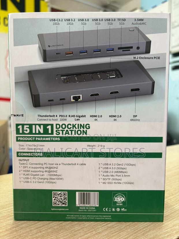 Lightwave Lw-M2/Nvme-Dock-15i1 Usb-C 15 in 1 Docking Station