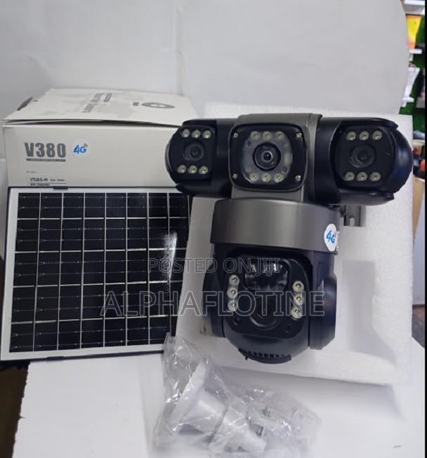 V380 Triple Lens Three Screens Camera Solar Powered