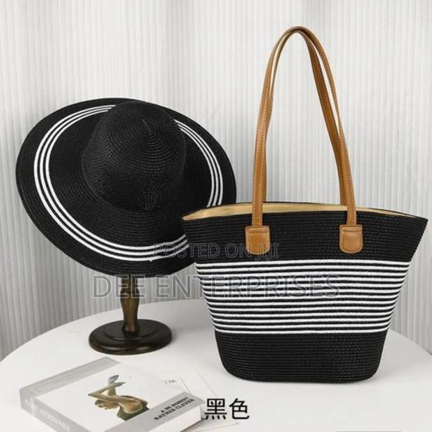 Summer Straw Woven Beach Bag and Hat