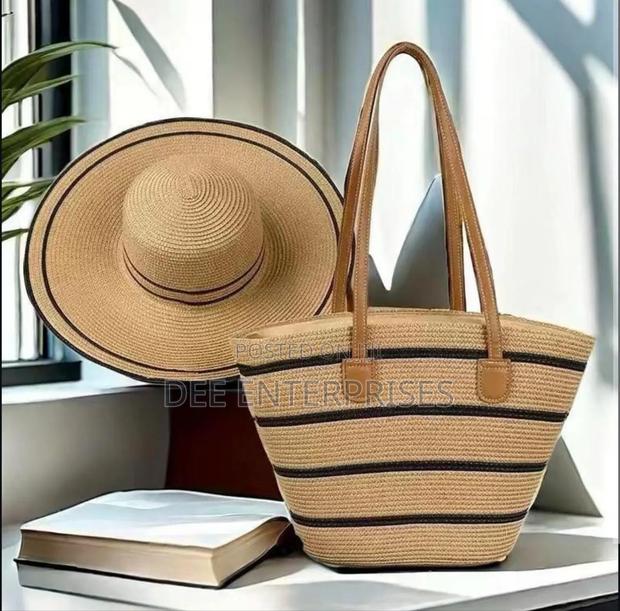 Summer Straw Woven Beach Bag and Hat - thumbnail 5