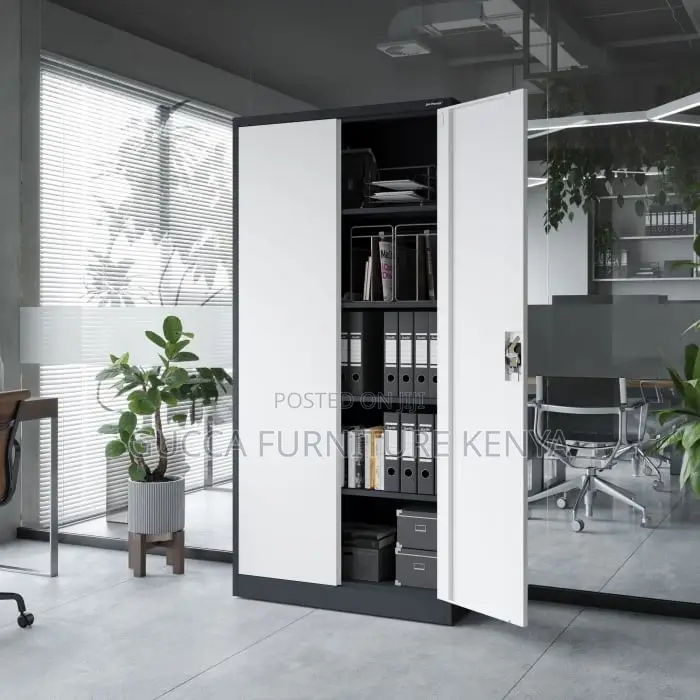 Office Cabinet: Modern 2-Door Metallic Office File Cabinet(Gray)