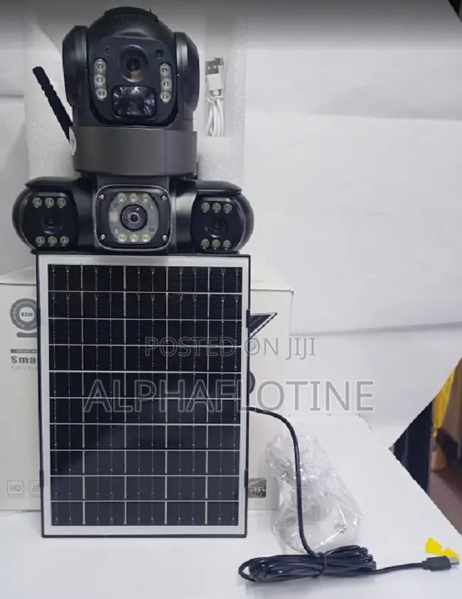 Tripple Len Solar CCTV Camera Full Hd Motion Detection Two -Way Audio
