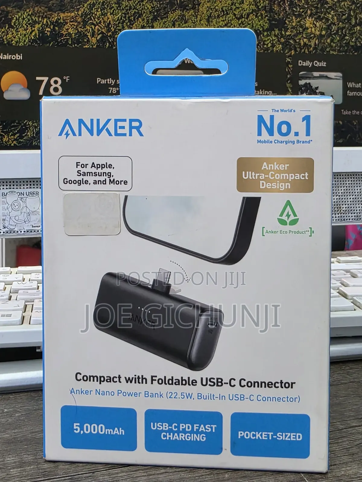 Anker Nano Power Bank (Built-in Connector) 5000mah, 22.5w