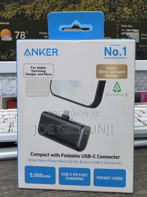 Anker Nano Power Bank (Built-in Connector) 5000mah, 22.5w