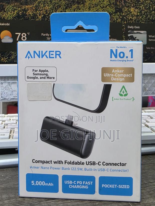 Anker Nano Power Bank (Built-in Connector) 5000mah, 22.5w