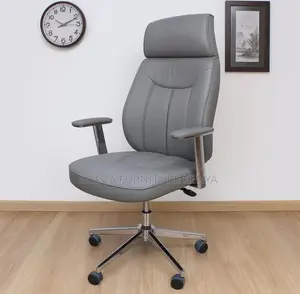 Office Chair: Swivel High Back Leather Executive Boss Seat