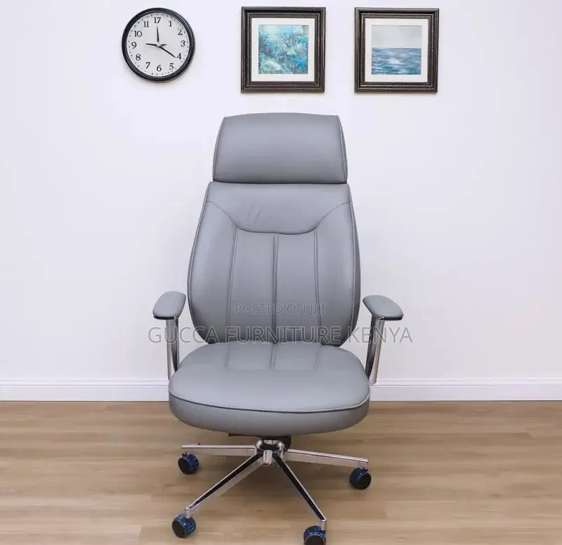 Office Chair: Swivel High Back Leather Executive Boss Seat