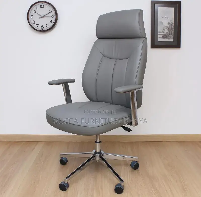 Office Chair: Swivel High Back Leather Executive Boss Seat