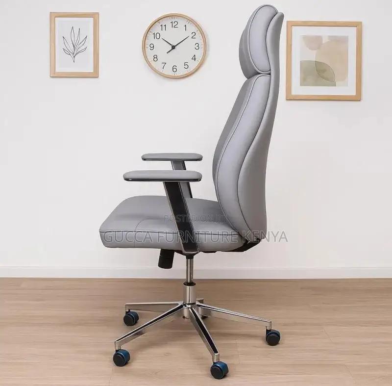 Office Chair: Swivel High Back Leather Executive Boss Seat