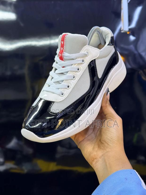 Prada Men, American Cup Sneakers “Black/White” - thumbnail 4