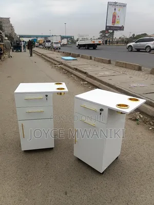 White Salon Storage Drawers With Cup Holder