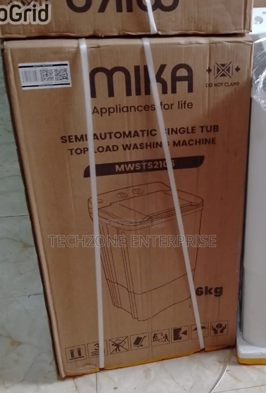 Mika 6kg Semi-Automatic Single Tub Washing Machine - White 