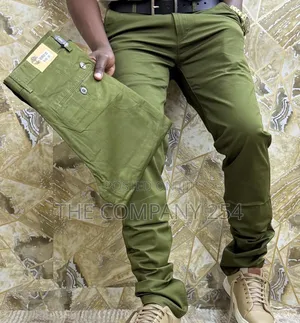 Quality Hard Khaki Business Casual Plain Slim Fit Trousers