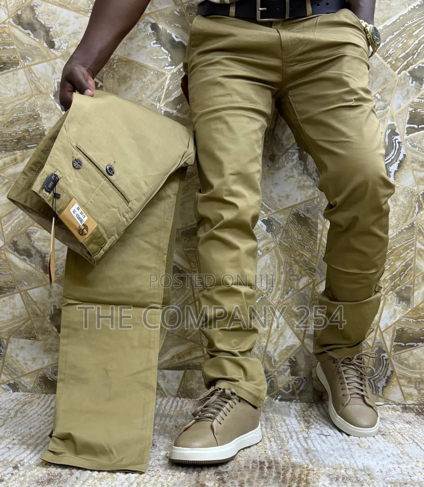 Quality Hard Khaki Business Casual Plain Slim Fit Trousers