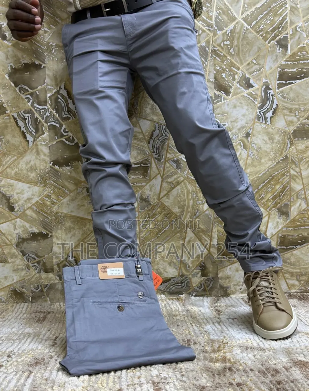 Quality Hard Khaki Business Casual Plain Slim Fit Trousers