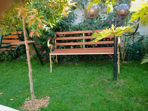 3-Seater Wooden Outdoor Bench With Gold Finish