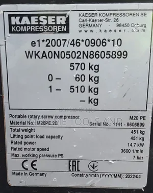 Compressor 2022 Kaeser M20 3-Cyli Kubota Engine 10bars Brandnew Ex-Uk