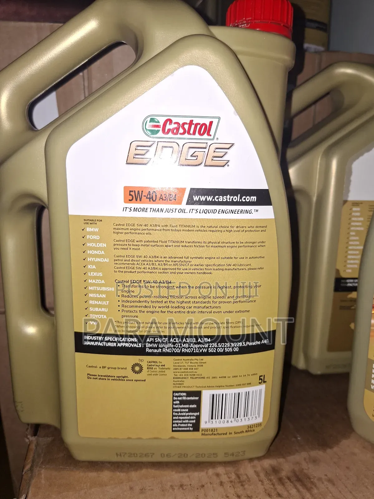 Castrol Edge 5w-40 (5l) Full Synthetic Engine Oil for All Vehicles.